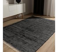benuta Pop Tappeto cotone Tom - Nero 160x230 cm - Tessuto a mano per camera da letto, salotto, soggiorno - Riciclato - Adatto al riscaldamento a pavimento