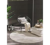 benuta Pop Tappeto Esterno & Interno Mars - Crema Rotondo 160 cm - Rilievo Astratto per Balcone, Terrazza, Giardino - Cucina & Soggiorno - Facile da Pulire - Adatto al Riscaldamento a Pavimento