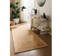 benuta Pure Tappeto Juta Jutta - Naturale 70x200 cm - Tessuto a Mano per Camera da Letto, Salotto, Soggiorno - Design Boho - Adatto al Riscaldamento a Pavimento