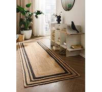 benuta Pure Tappeto Juta Jutta - Nero 70x200 cm - Tessuto a Mano per Camera da Letto, Salotto, Soggiorno - Design Boho - Adatto al Riscaldamento a Pavimento