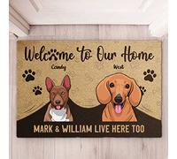 Benvenuti A Casa Nostra, Anche I Genitori Di Paw Vivono Qui - Cane Personalizzato Tappetino Da Bagno Antisporco Tappeti D'Ingresso Resistente Tappeto Ingresso Casa Per Balcone Interno 40X60Cm
