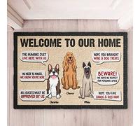 Benvenuti A Casa Nostra - Detti Sui Cani, Regalo Per Gli Amanti Dei Cani - Cani Personalizzati Tappetino Da Bagno Antisporco Tappeti D'Ingresso Divertenti Tappeto Ingresso Casa Per 40X60Cm