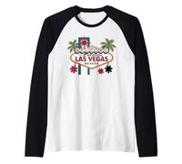 Benvenuti a Fabulous Las Vegas Nevada Gioco D'Azzardo Poker Chips Maglia con Maniche Raglan