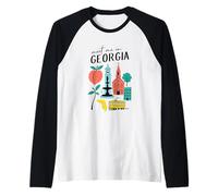 Benvenuti a Georgia Peach State Icons Maglia con Maniche Raglan