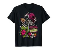 Benvenuti a Paradise Skeletal Flamingo Witch Spooky Tiki Art Maglietta