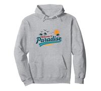 Benvenuti a Paradise Tropical Beach Vacation Felpa con Cappuccio, Unisex per Adulti, Grigio Melange, L