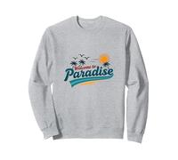 Benvenuti a Paradise Tropical Beach Vacation Felpa, Unisex per Adulti, Grigio Melange, XXL