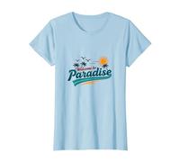 Benvenuti a Paradise Tropical Beach Vacation Maglietta, Donna, Celeste, L