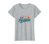 Benvenuti a Paradise Tropical Beach Vacation Maglietta, Donna, Grigio Melange, S