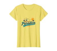 Benvenuti a Paradise Tropical Beach Vacation Maglietta, Donna, Limone, XXL