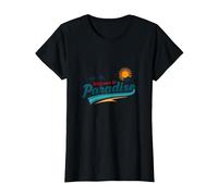 Benvenuti a Paradise Tropical Beach Vacation Maglietta, Donna, Nero, L