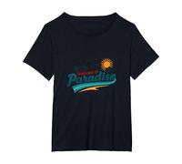 Benvenuti a Paradise Tropical Beach Vacation Maglietta, Donna Plus-Size, Nero, 3X