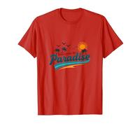 Benvenuti a Paradise Tropical Beach Vacation Maglietta, Uomo, Rosso, L