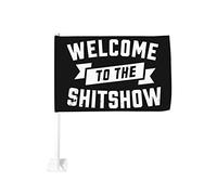 Benvenuti a The Shitshow Car Flag 12x18 In Car Flags Car Window Decor, impermeabile Car Window Flags Double Sided Window Clip Fade Proof Window Clip Flag (senza asta portabandiera)
