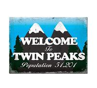 Benvenuti a Twin Peaks Segnalazione A Muro Targa in metallo Decorazione per Cortile Esterno 20,3 x 30,5 cm