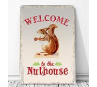 Benvenuti Al Nuthouse Divertente Cartello Regalo Per La Casa A4 In Metallo