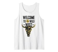 Benvenuti al Wild West Bull Skull Vintage Western Logo Canotta