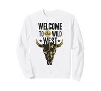 Benvenuti al Wild West Bull Skull Vintage Western Logo Felpa
