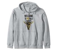 Benvenuti al Wild West Bull Skull Vintage Western Logo Felpa con Cappuccio