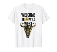Benvenuti al Wild West Bull Skull Vintage Western Logo Maglietta