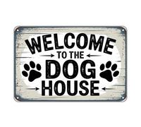 Benvenuti nella cuccia per cani con stampa di, cartello in metallo vintage per amanti dei cani, decorazione estetica per la casa, camera da letto, cucina, bar, caffè, bagno, interni ed esterni,