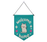 Benvenuto a casa Carino Cartoon Cat banner per appendere con asta telescopica banner partito per esterni parete appeso decorazioni per feste per Festival & giorno speciale suministros para fiesta de a