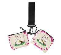 Benvenuto a casa carino coniglio cartone animato portamonete da donna porta carte di credito piccolo portatile custodia portafoglio con tasca con cerniera per signora 2 pezzi, Benvenuto a casa carino