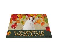 Benvenuto Autunno Con Il Furgone Turco Del Mio Cane Preferito, Stagione Della Raccolta Delle Foglie D'Acero Tappetino Da Bagno Confortevole Tappeti D'Ingresso Zerbino Di Benvenuto 40X60Cm