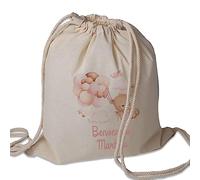 " Benvenuto/Benvenuta " Sacchetto Porta Corredino Bebè Neonato Zaino A Sacca In Cotone 130gr Personalizzato con Nome Idea Regalo Natale Compleanno Primo Cambio Nuova Nascita Bimbo Bimba in Arrivo