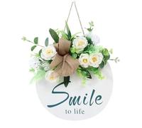 Benvenuto decorazione in legno soggiorno porta d'ingresso decorazione porta ghirlanda decorazione della parete di casa (bianco fresco)