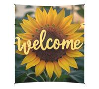 Benvenuto giallo girasole pieghevole spiaggia baldacchino UPF50+ impermeabile riparo solare con borsa per il trasporto per cortile e campeggio