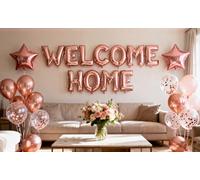 Benvenuto Home Banner Palloncino Welcome Home con Palloncini a Forma di Stella Lustrino per per la Decorazione di Inaugurazione della Famiglia Forniture per Feste Foto Puntelli (Confezione da 24)