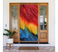 Benvenuto Primavera Copertura per porta Grande Banner Appeso Fantastico Pappagallo Piuma Benvenuto Portico Cartello Francese Privacy Porta Finestra Tende Fotografia Sfondo Stagionale