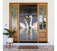 Benvenuto Primavera Copertura per porta Grande Banner Appeso Romantico Cigno Bianco Benvenuto Portico Segno Francese Privacy Porta Finestra Tende Fotografia Sfondo Stagionale