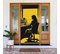 Benvenuto Primavera Porta Copertura Grande Appeso Banner Donna Lavoratrice Benvenuto Portico Segno Francese Privacy Porta Finestra Tende Fotografia Sfondo Stagionale Decorazione esterna