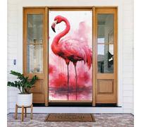 Benvenuto Primavera Porta Copertura Grande Appeso Banner Fenicottero Acquarello Benvenuto Portico Segno Francese Privacy Porta Finestra Tende Fotografia Sfondo Stagionale