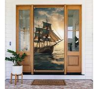 Benvenuto Primavera Porta Copertura Grande Appeso Banner Nave Sailing Alone Benvenuto Portico Segno Francese Privacy Porta Finestra Tende Fotografia Sfondo Stagionale Decorazione esterna