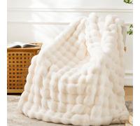 BENVWE Coperta in pelliccia sintetica, morbida, accogliente e spessa, per divano, sedia, letto, 130 x 160 cm, colore: bianco