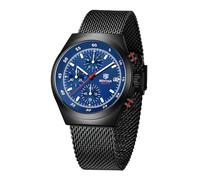 BENYAR BY Orologio da uomo movimento al quarzo alla moda semplice e alla moda in acciaio inox cinturino in rete impermeabile con codice temporale funzione di visualizzazione della data(blu scuro)