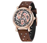 BENYAR Orologi automatici da uomo Orologio da polso meccanico scheletrico con cinturino in pelle Orologio da uomo vintage