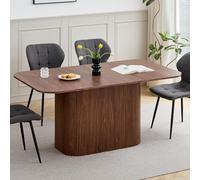 BenyLed Tavolo da Pranzo Rettangolare da 160 cm per 4-6 Persone, Tavolo da Cucina Moderno con Base a Doghe in Legno per Casa, Ristorante, Ufficio e Così via (Noce)