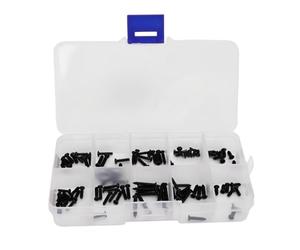 Benytro Kit di viti per auto RC, 100 pezzi in acciaio inox per MJX 16208 | Filettatura trasparente, dieci dimensioni delle viti, scatola trasparente, 55 g, leggera, per riparazioni e uso fai da te