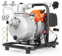 Marpol Motopompa Autoadescante 1" Benzina 2T 5.2HP, Nero/Grigio, Pompa per Acqua, Industriale, Acciaio Inossidabile o Ghisa, Portata 150-300 L/min, Altezza 8m, Prevalenza 25m, Max Pressione 3.3bar