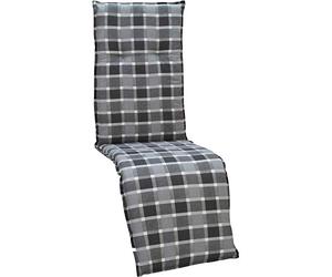 Beo Cuscino copri sedia relax per esterno Barcellona | Made in EU | Copri sedia per giardino relax imbottito con cinghia di ritenzione | Copri sedia cuscini a sdraio a quadretti Nero-Grigio