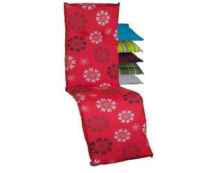 Beo Cuscino copri sedia relax per esterno Barcellona | Made in EU | Copri sedia per giardino relax imbottito con cinghia di ritenzione | Copri sedia cuscini a sdraio con fiori in Rosso
