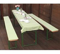 Beo tendone Cuscini Set Quadretti con tovaglia Panca, Circa 220 x 25 x 2,5 cm e 240 x 100 cm, Verde/Bianco/Multicolore