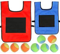 BEOIUCZZY 2 Pezzi Gioco Dodgeball Gilet da Gioco, Dodgeball Set di Giochi da Giardino Dodgeball Sfera Appiccicosa di Destinazione con 10 PCS Palline di Ovatta per Bambini Adulti Indoor Outdoor