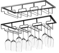 BEOIUCZZY 2 pezzi Porta Bicchiere da Vino Sospeso, Porta Bicchieri Sospesi 4 Binari Scolabicchieri Portabicchieri Supporto per Calici di Vino Calici Sotto Armadio per Famiglia,Ristorante,Hotel