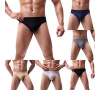Beokeuioe 5 slip da uomo, a vita bassa, tinta unita, seta di ghiaccio, senza cuciture, a triangoli, elasticizzati, skinny traspiranti, mutande intime, nero+blu+kaki+bianco+grigio, M