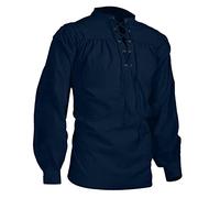 Beokeuioe Camicia da pirata da uomo medievale, camicia in lino, da uomo, a maniche lunghe, taglie forti, per carnevale, Halloween, teatro rinascimentale, stile vittoriano
